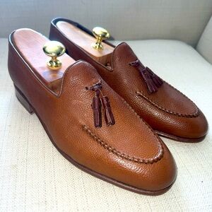 Nettleton Men’s  Valencia Pebble Grain Tassel Cafe/Brown Loafers Size 8D